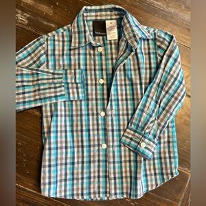 3T blue and grey button down